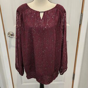 Christopher & Banks Long Sleeve Mauve Blouse, Size Large
